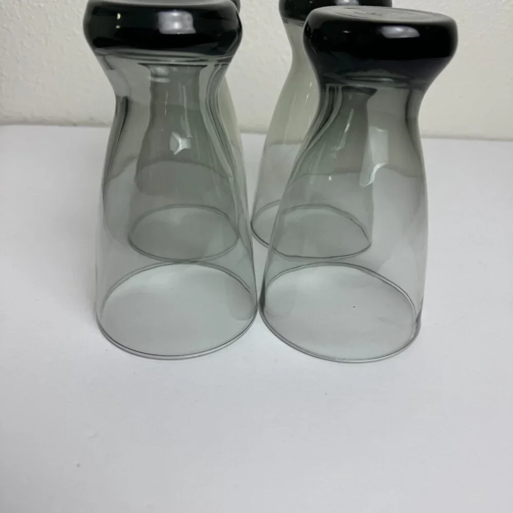 Set of 4  MCM Libbey Smoke Gray/Black Pilsner Glasses